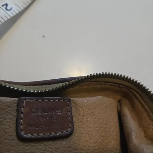 CELINE Old Vintage Pouch PVC Leather Cosmetic Bag Authentic Brown - Picture 14 of 16